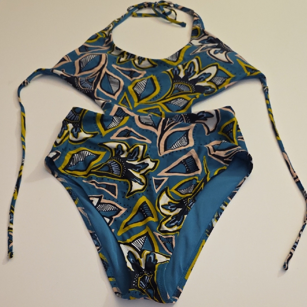 Aerie One Piece Swimsuit in Blue and Yellow Floral